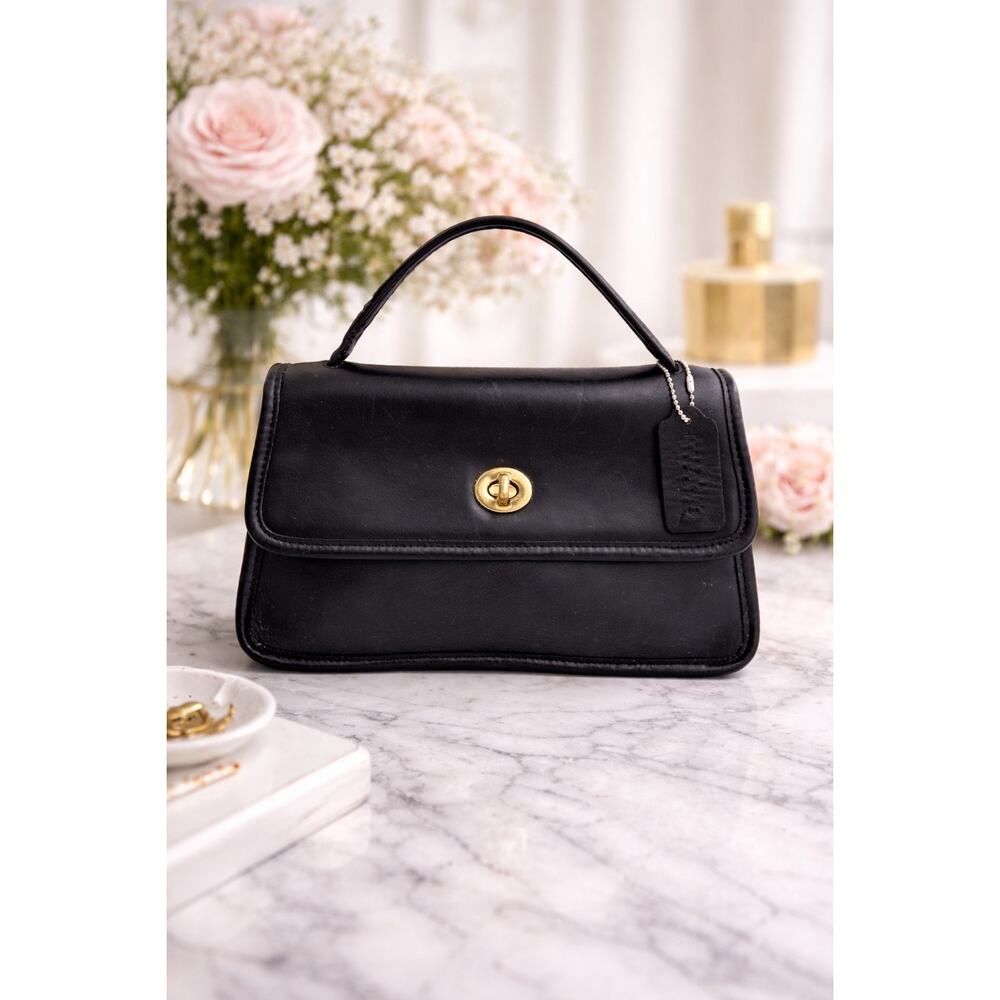 Rare Coach Black Geometric Leather Vintage Handbag